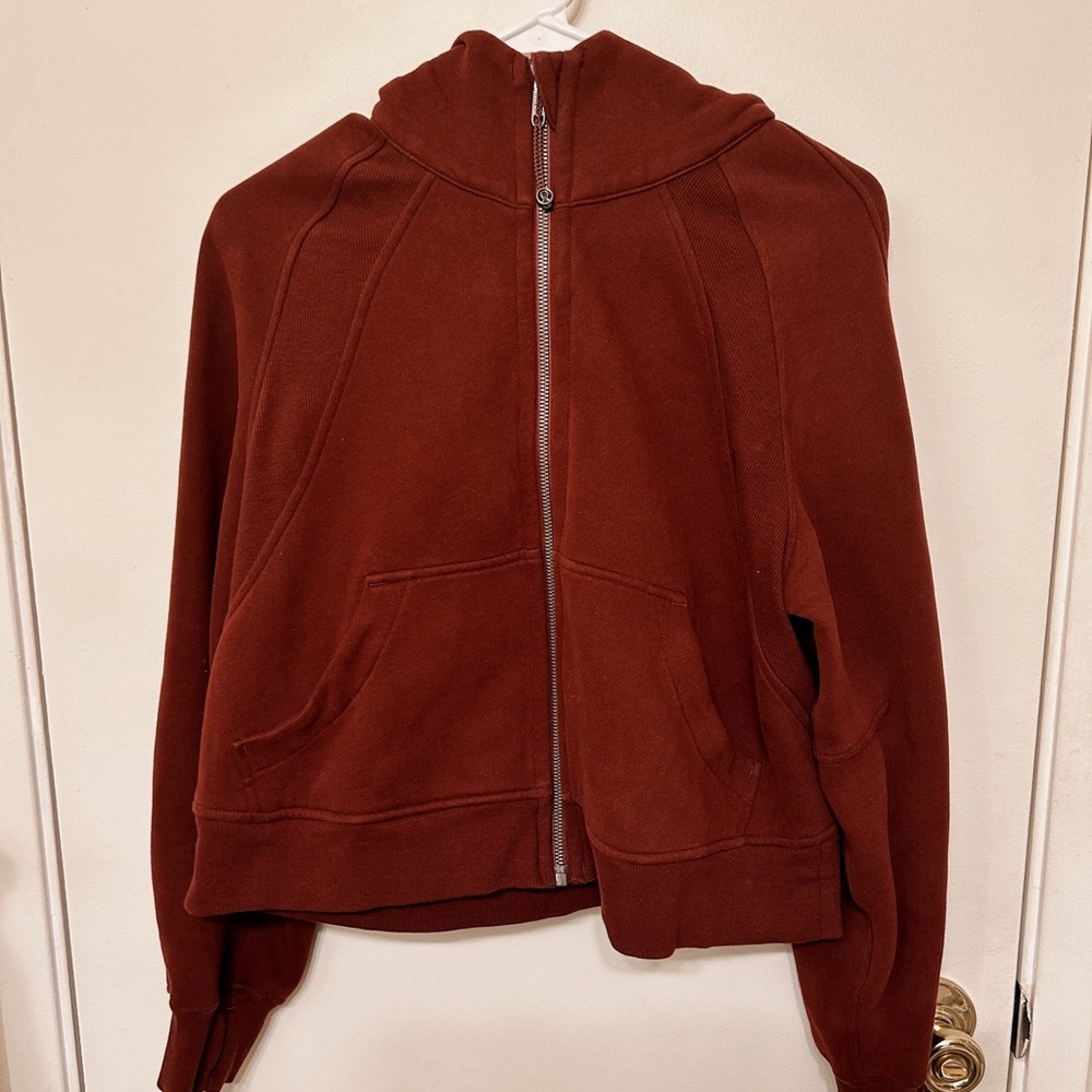 Lululemon Full Zip Cropped Hoodie Red Merlot